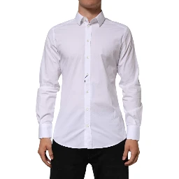 White Cotton GOLD Long Sleeves Formal Men Shirt