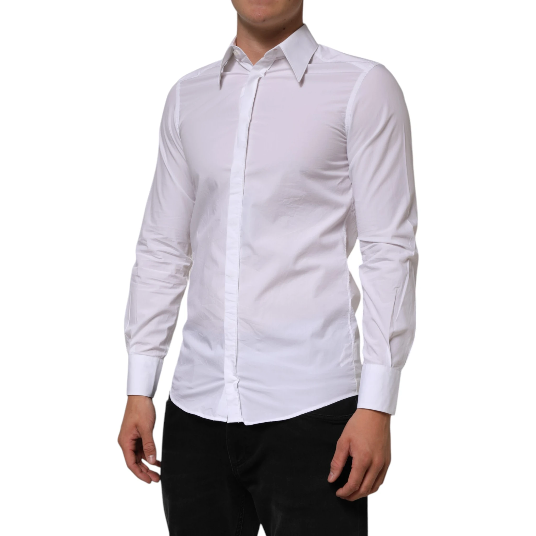 White Cotton MARTINI Long Sleeve Dress Shirt