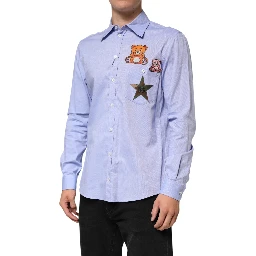 Light Blue Cotton Teddy Bear Long Sleeve Shirt