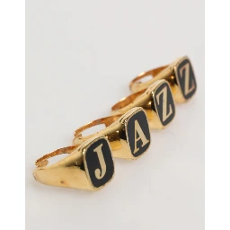 Gold Tone Brass JAZZ Letter Set 4 Pieces Adjustable Ring