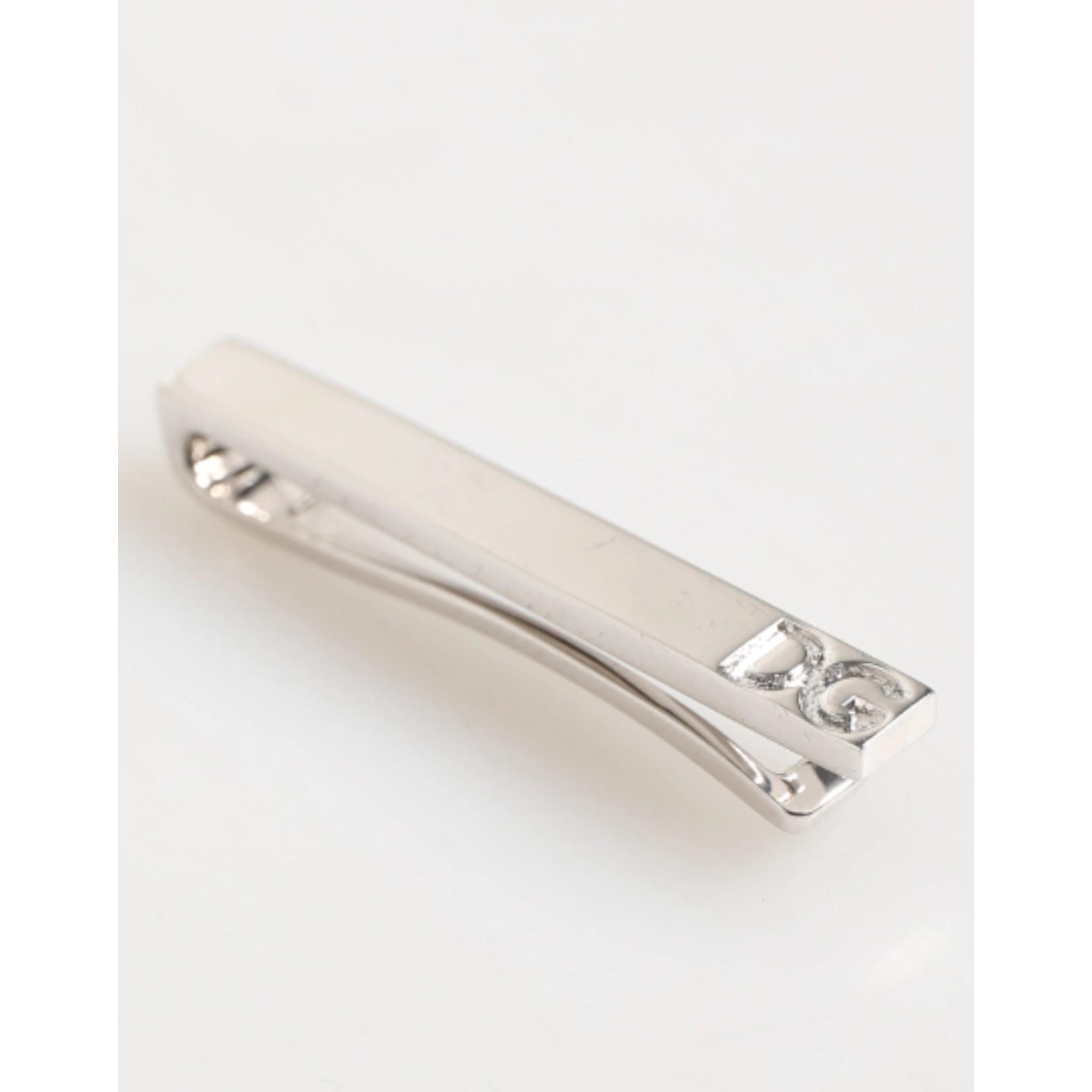 Silver Tone Brass Logo Branded Men Accessory Tie Clip Bar