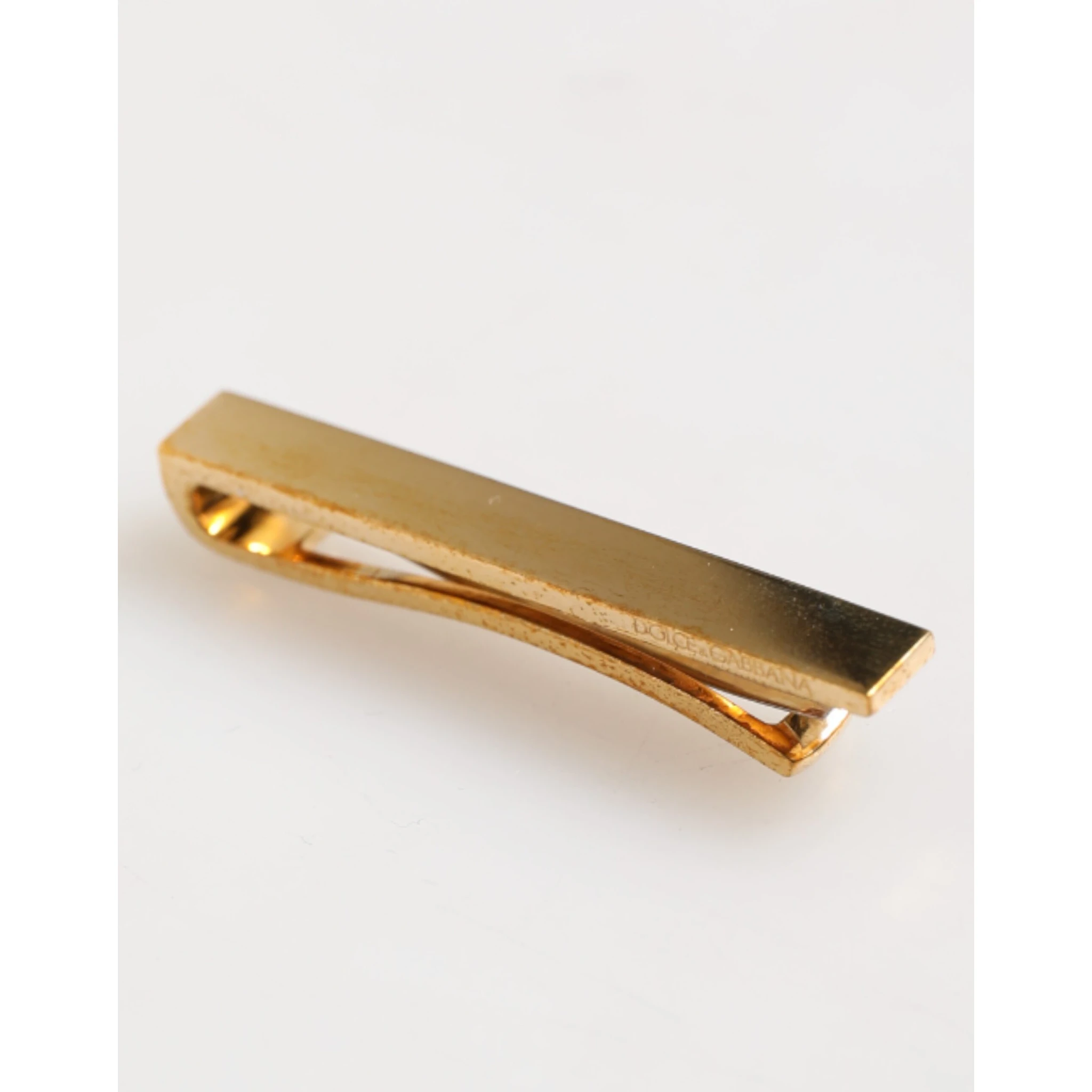 Gold Tone Brass Logo Branded Men Accessory Tie Clip Bar