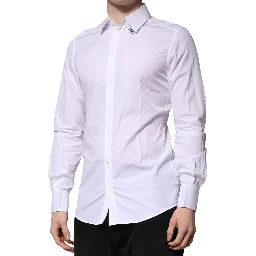 White Cotton GOLD Long Sleeves Formal Shirt