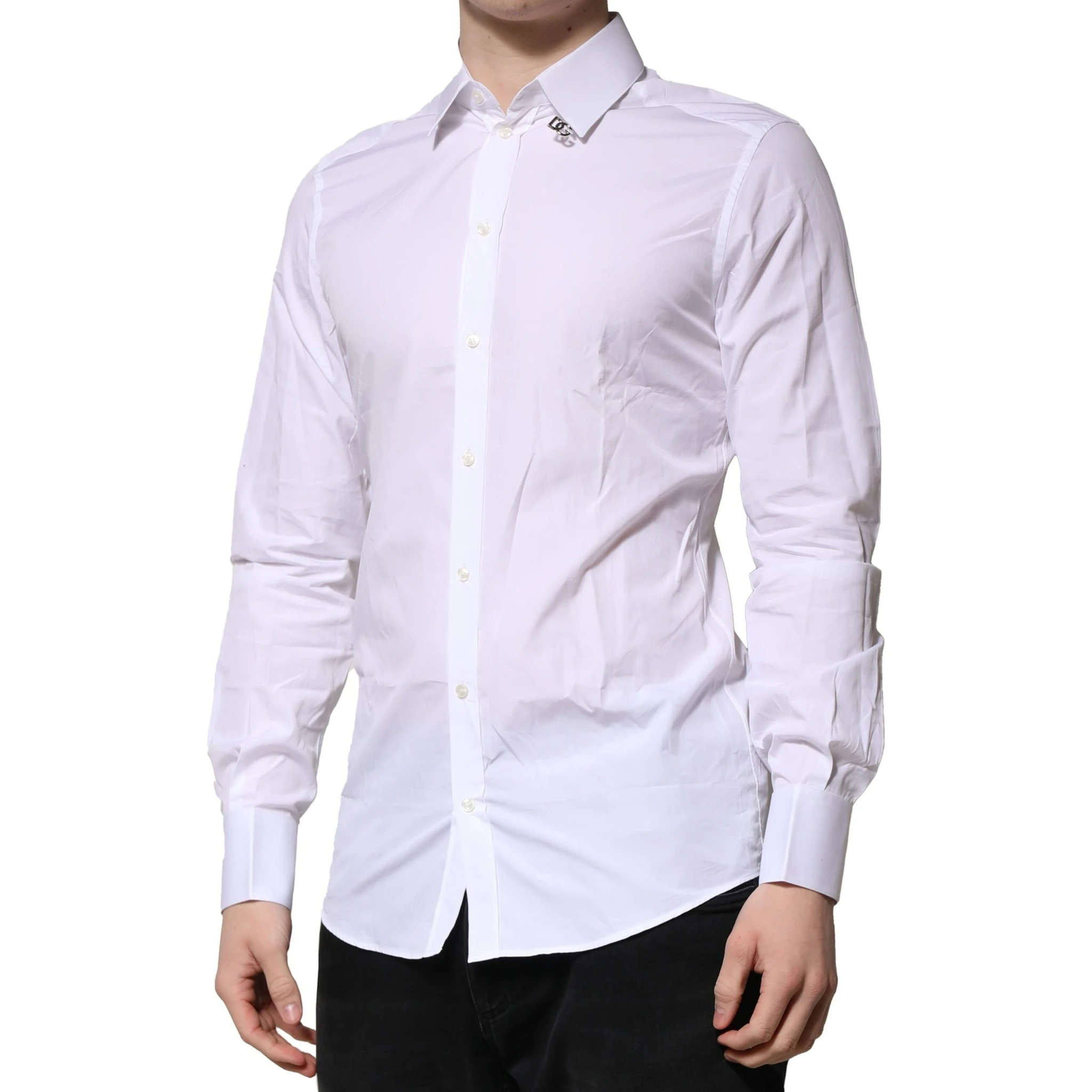 White Cotton GOLD Long Sleeves Formal Shirt