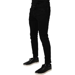 Black Cotton Skinny Jeans Men Trouser Pants