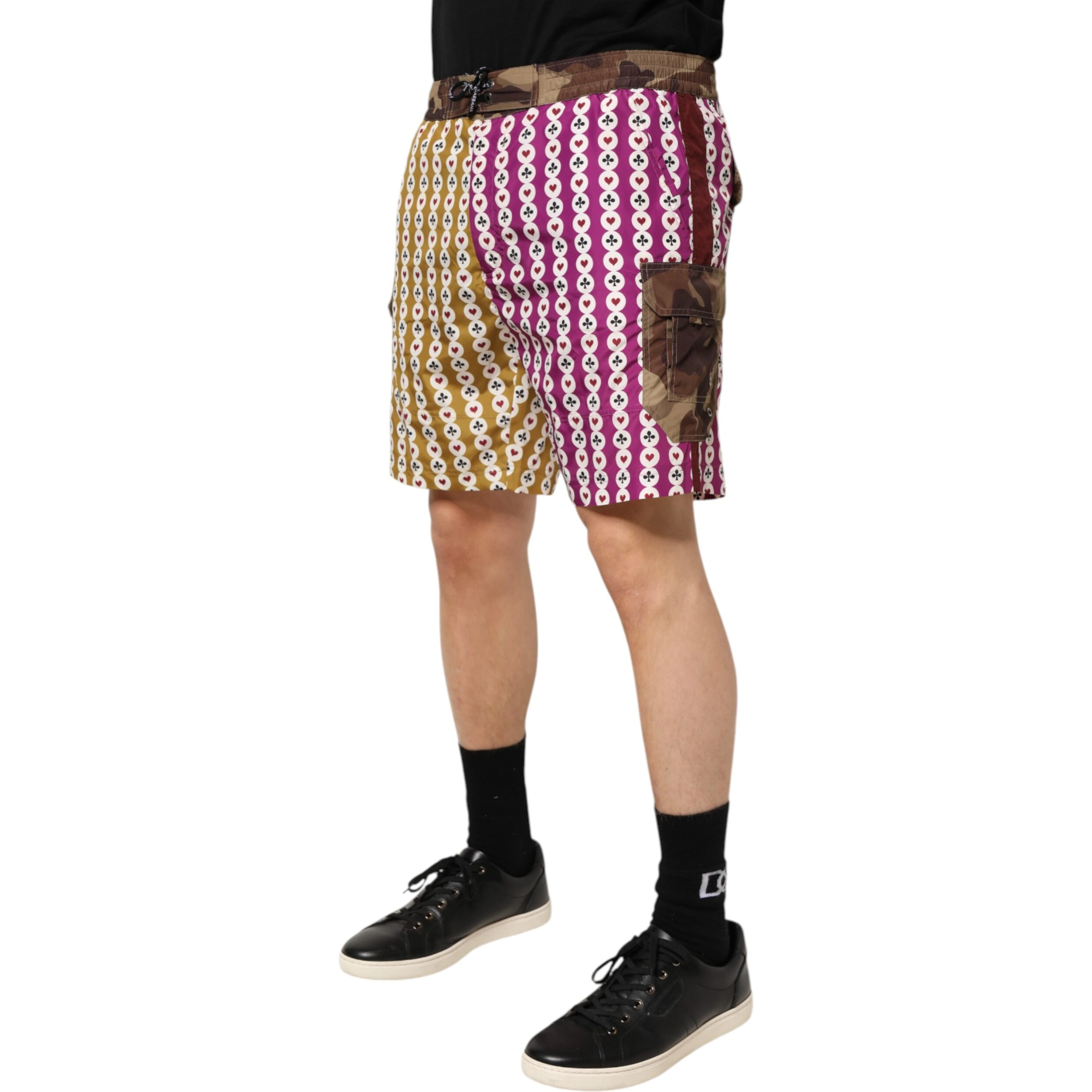 Multicolor Playing Card Camouflage Shorts Swimwear