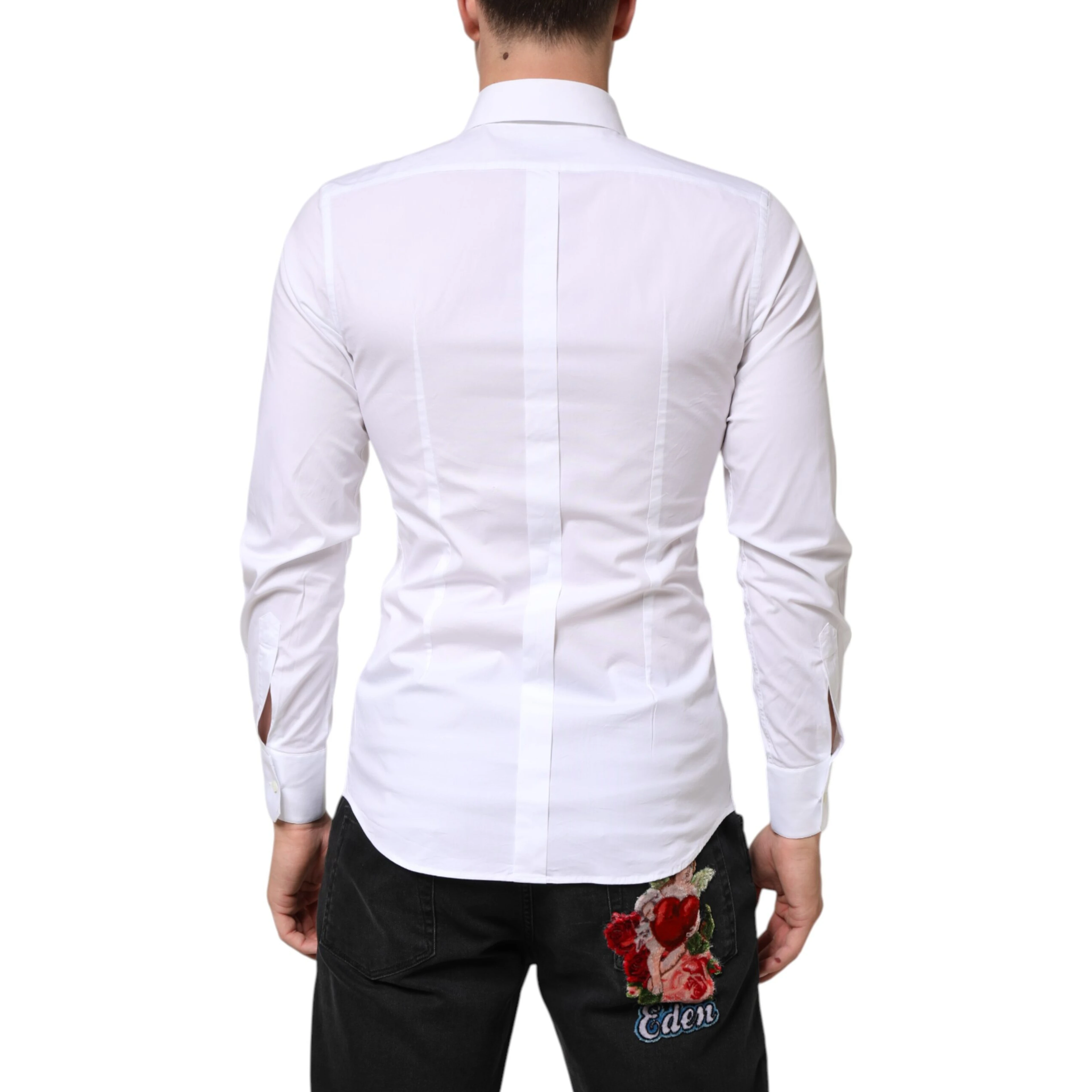 White GOLD Cotton Long Sleeves Dress Men Shirt