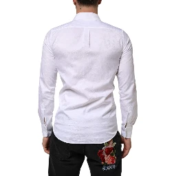 White Cotton MARTINI Paisley Jacquard Shirt