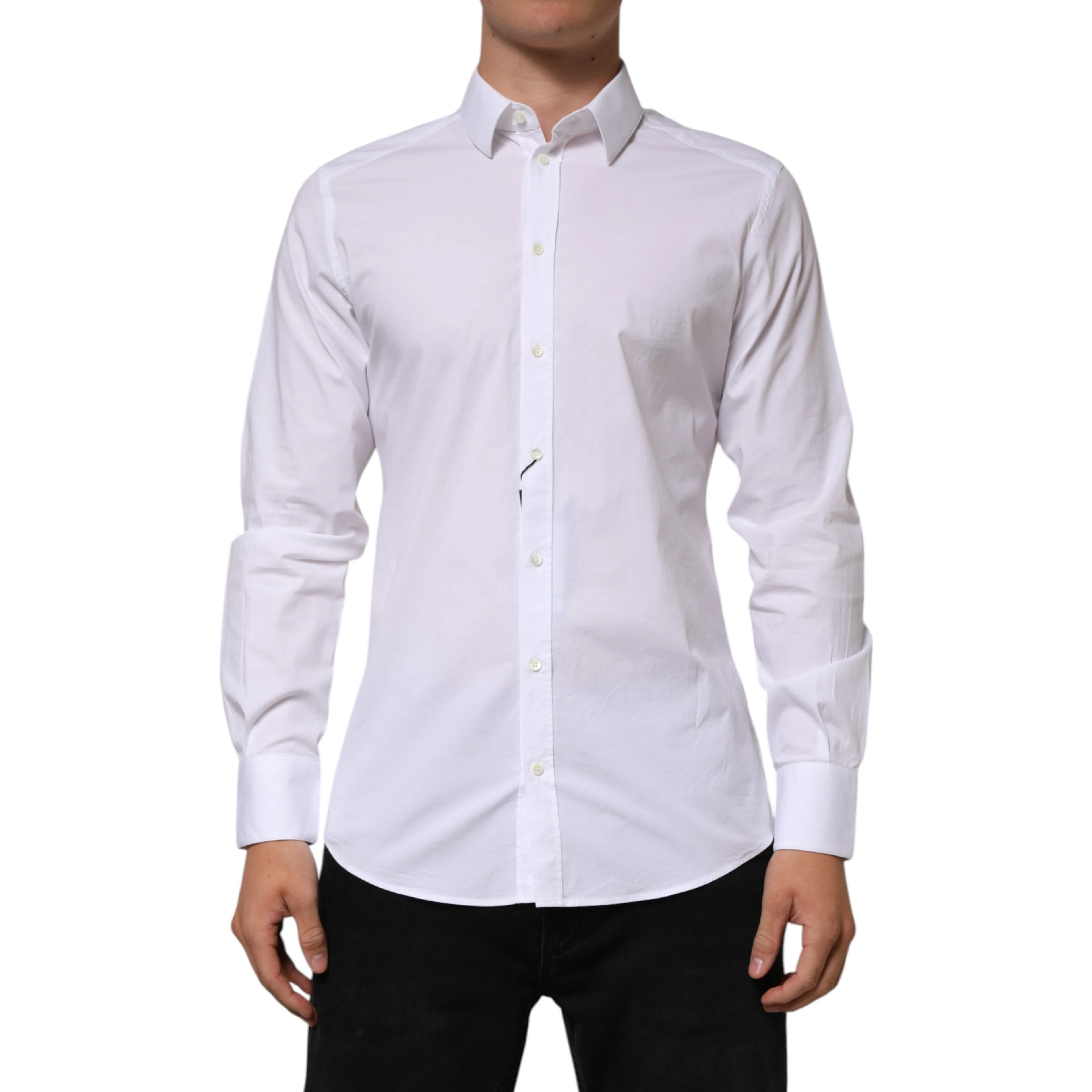 White Cotton GOLD Long Sleeves Formal Men Shirt