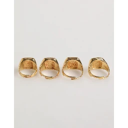 Gold Tone Brass JAZZ Letter Set 4 Pieces Adjustable Ring