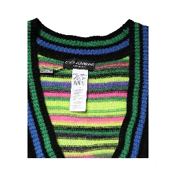 Multicolor DG Logo V-Neck Knit Pullover Sweater