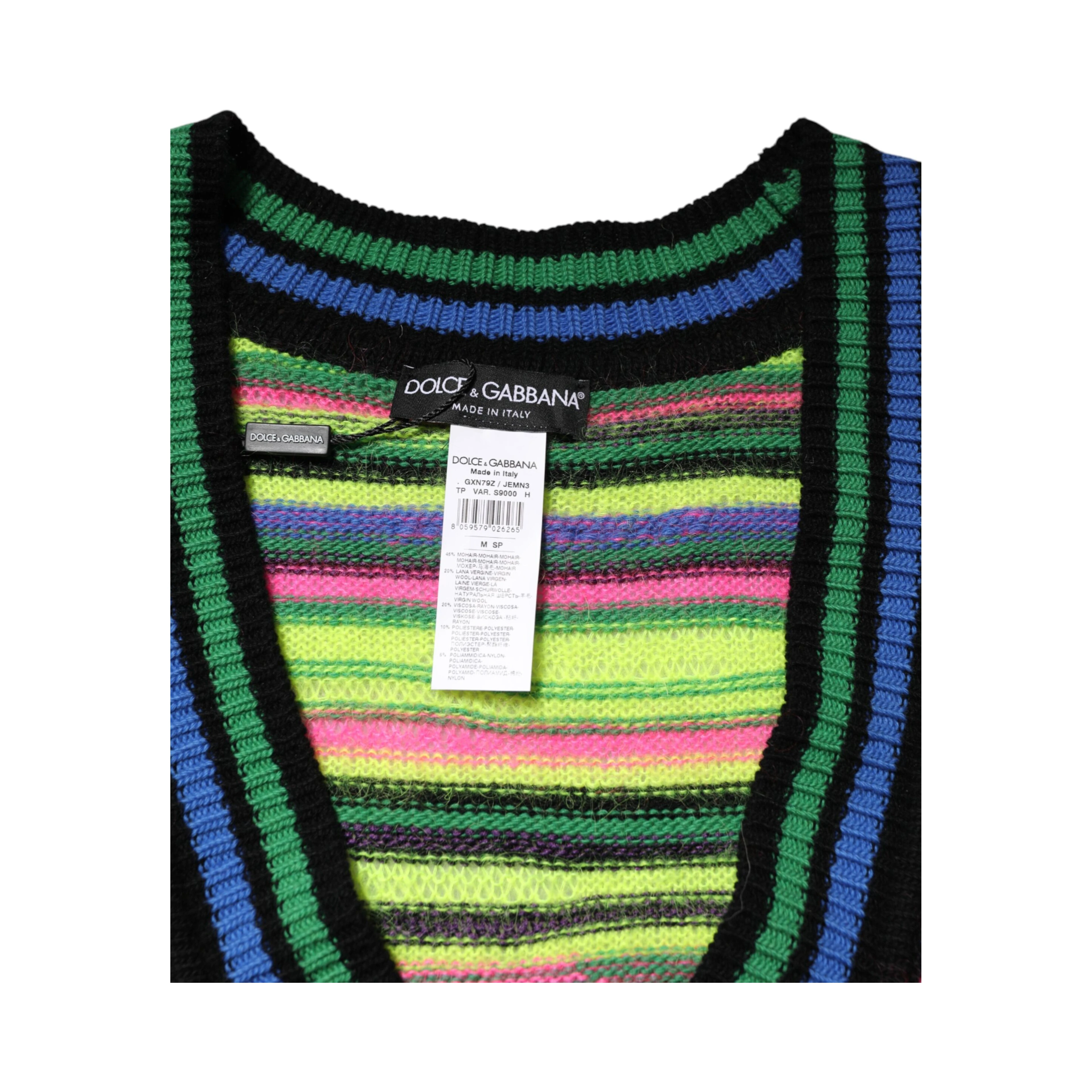 Multicolor DG Logo V-Neck Knit Pullover Sweater