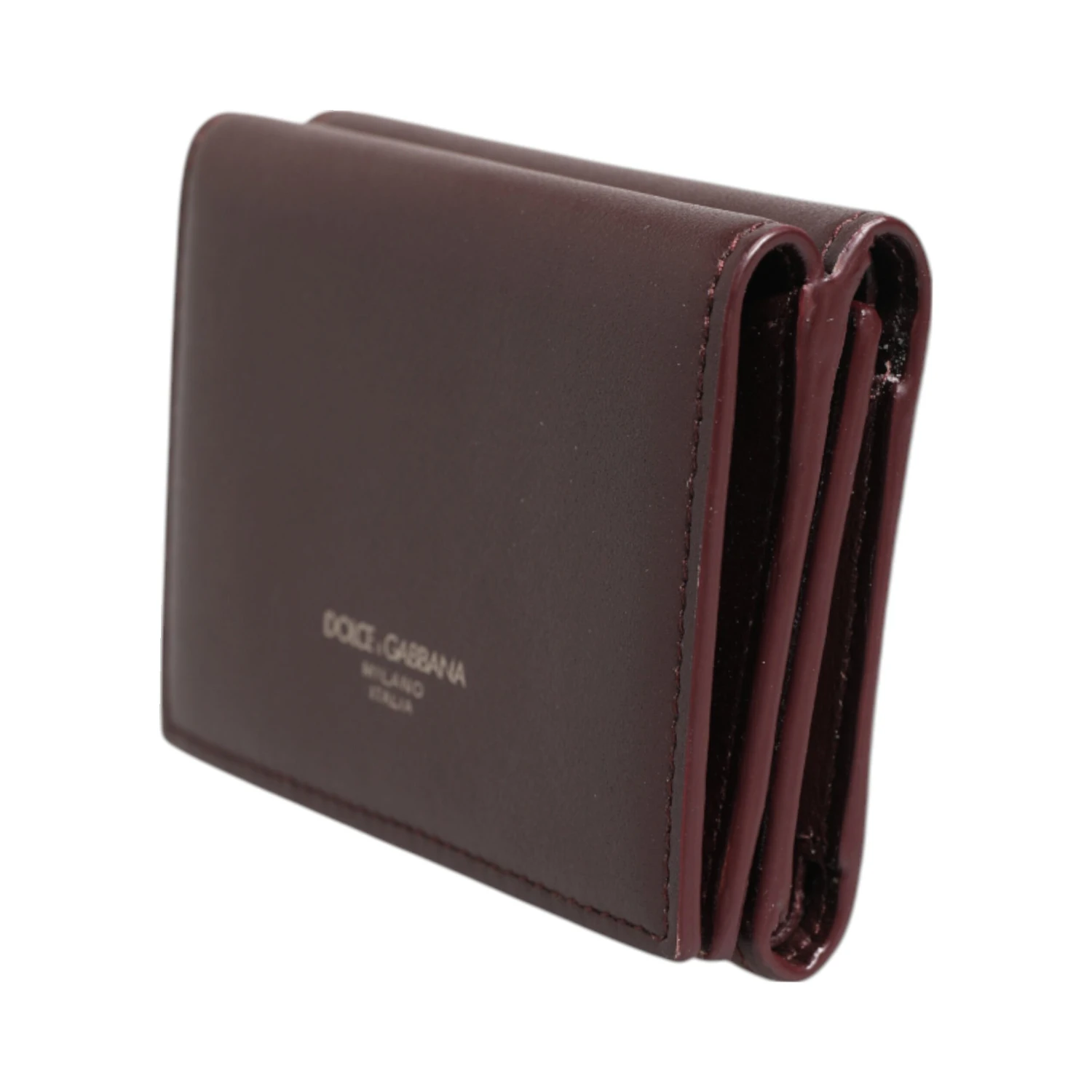 Leather Embossed Logo Trifold Men Card Holder Dark Brown