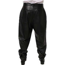 Black Lamb Leather Trousers Men Pants
