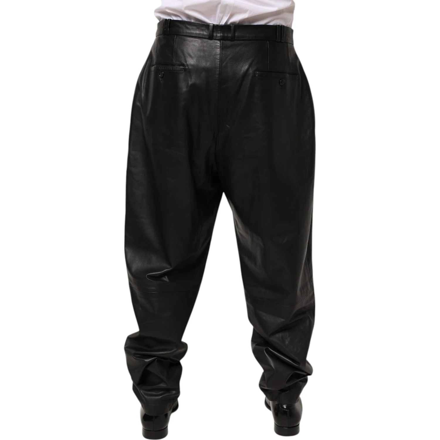 Black Lamb Leather Trousers Men Pants