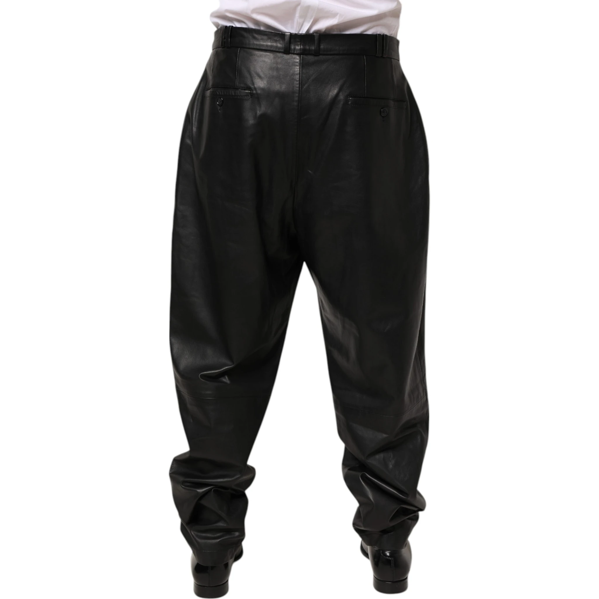 Black Lamb Leather Trousers Men Pants