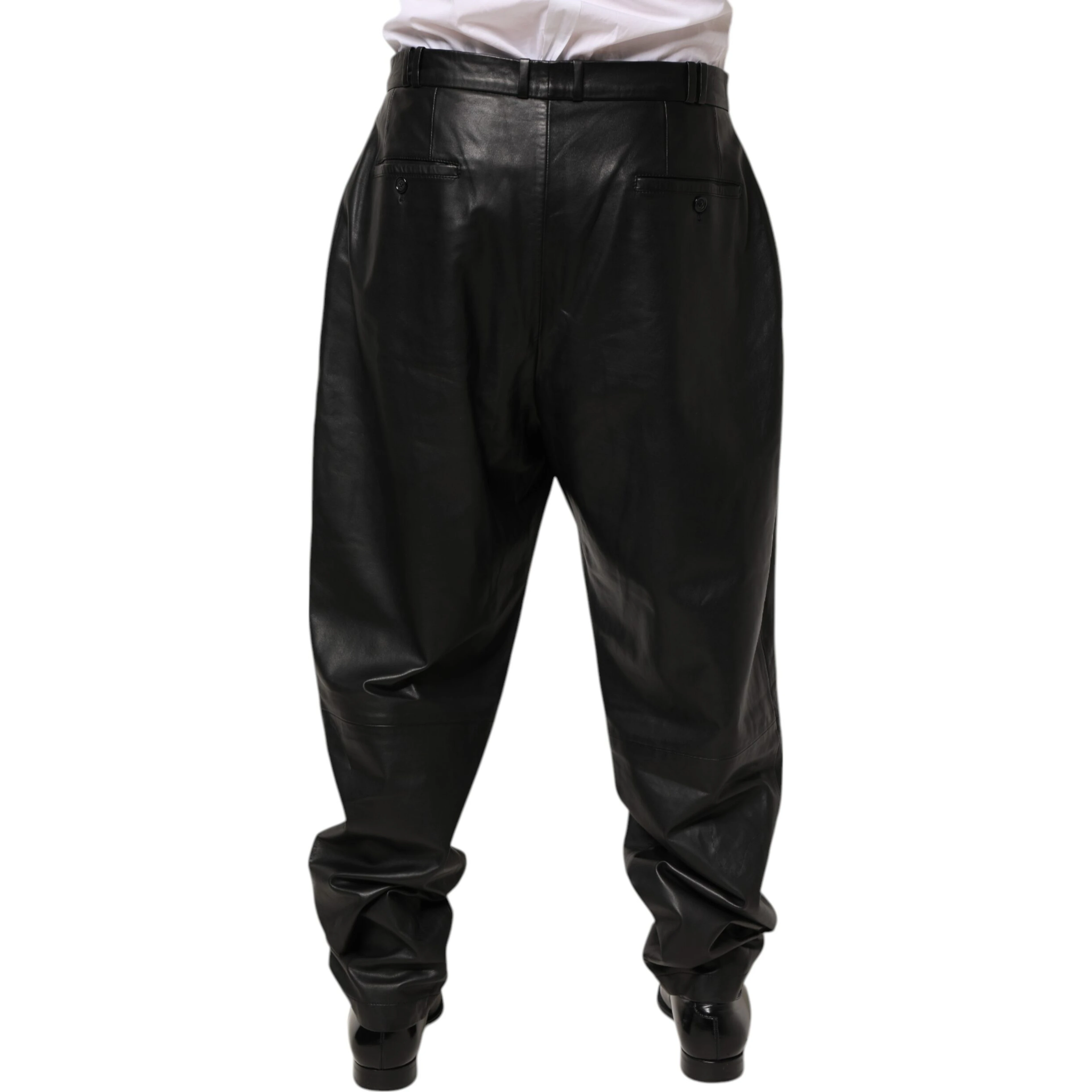 Black Lamb Leather Trousers Men Pants