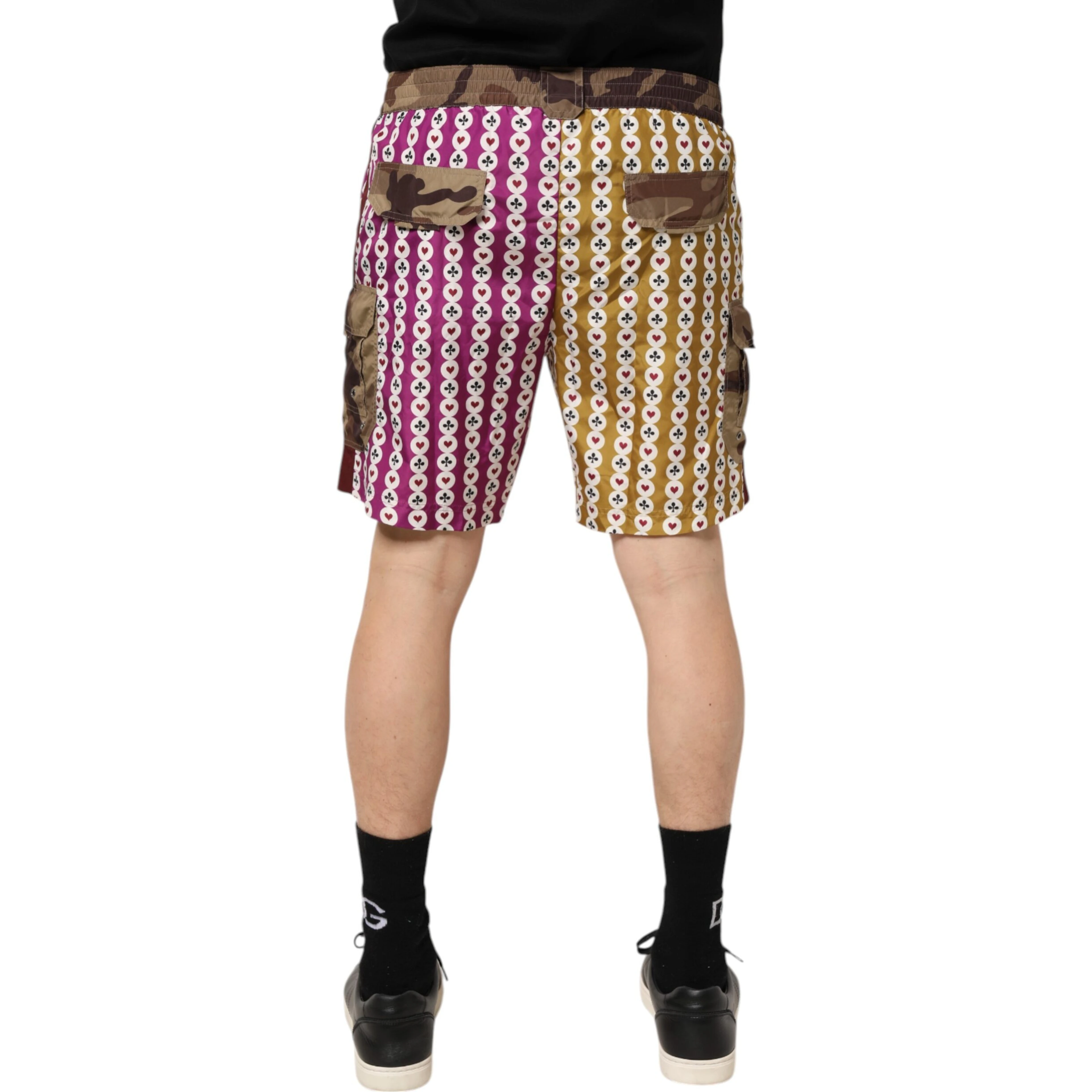 Multicolor Playing Card Camouflage Shorts Swimwear