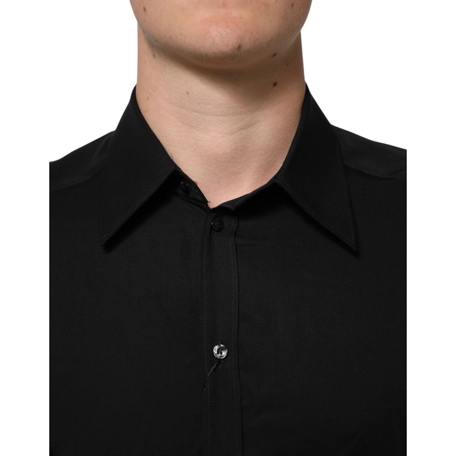 Black Viscose Long Sleeve Formal Dress Shirt