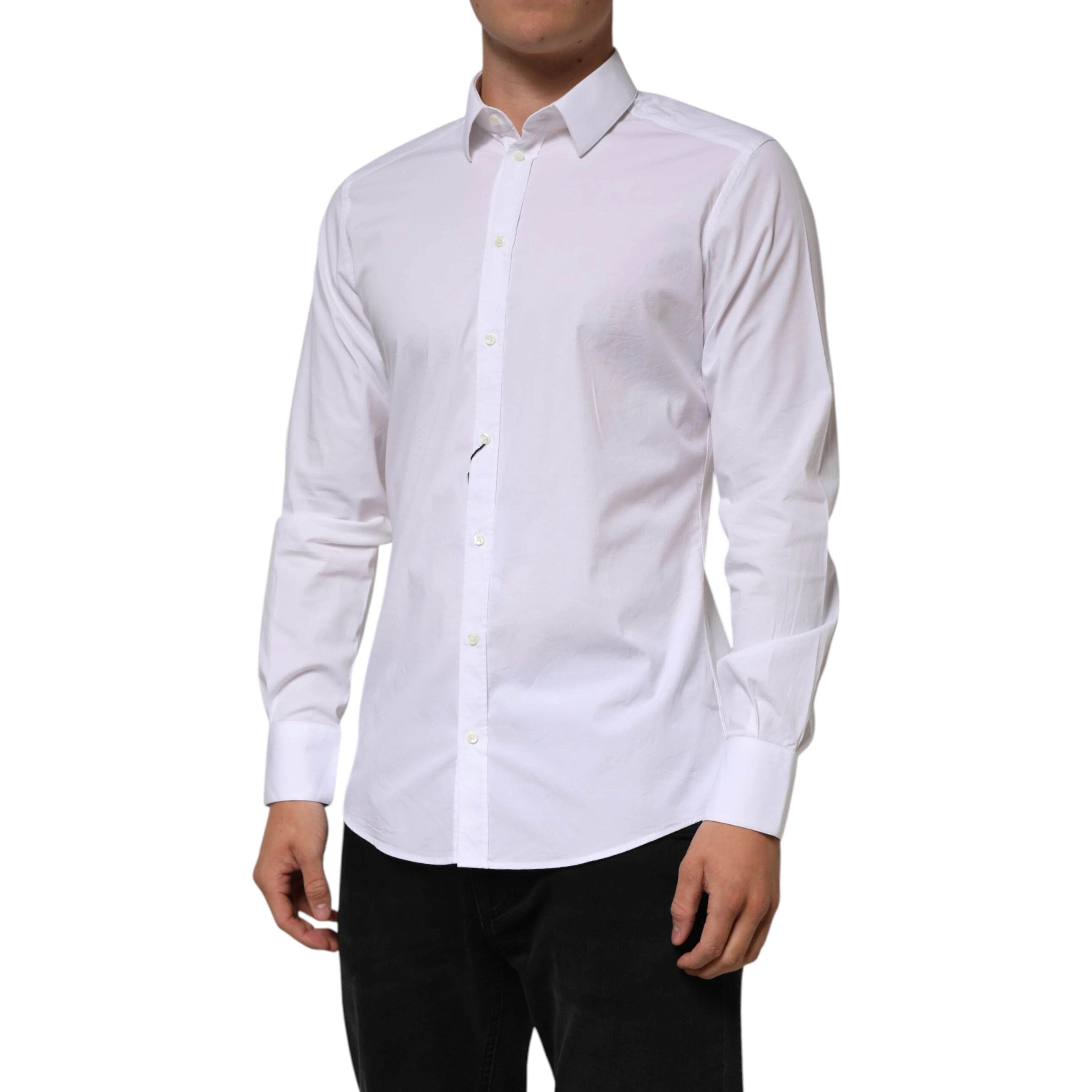 White Cotton GOLD Long Sleeves Formal Men Shirt