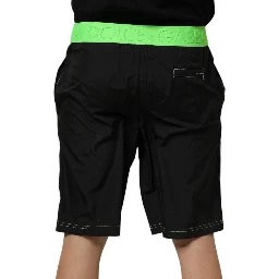 Black Green Logo Waistband Beachwear Short Swimwear