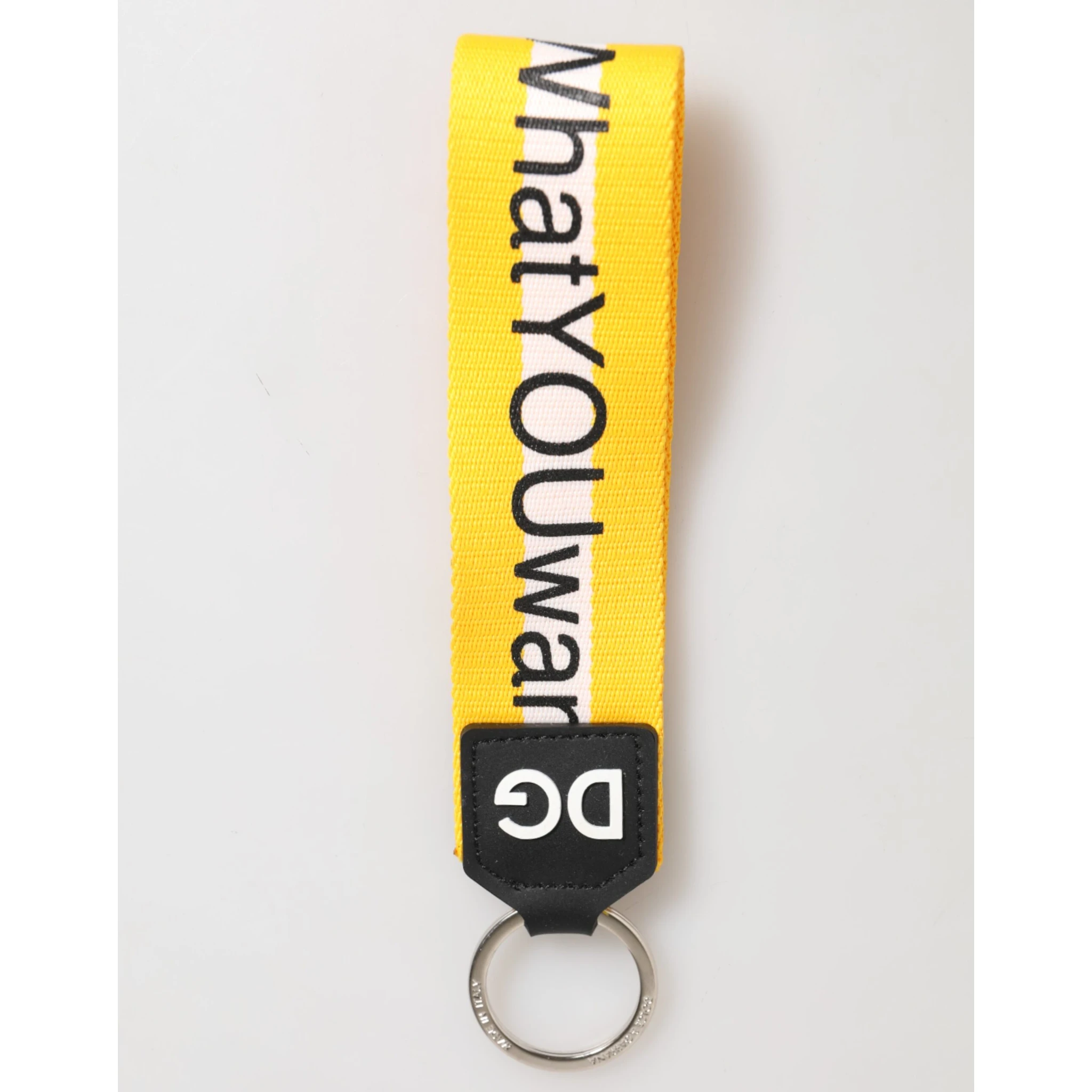 Yellow Logo Polyester Silver Brass Holder Keychain Keyring