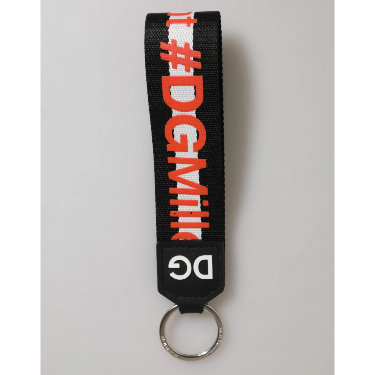 Black Red Logo Polyester Brass Holder Keychain Keyring
