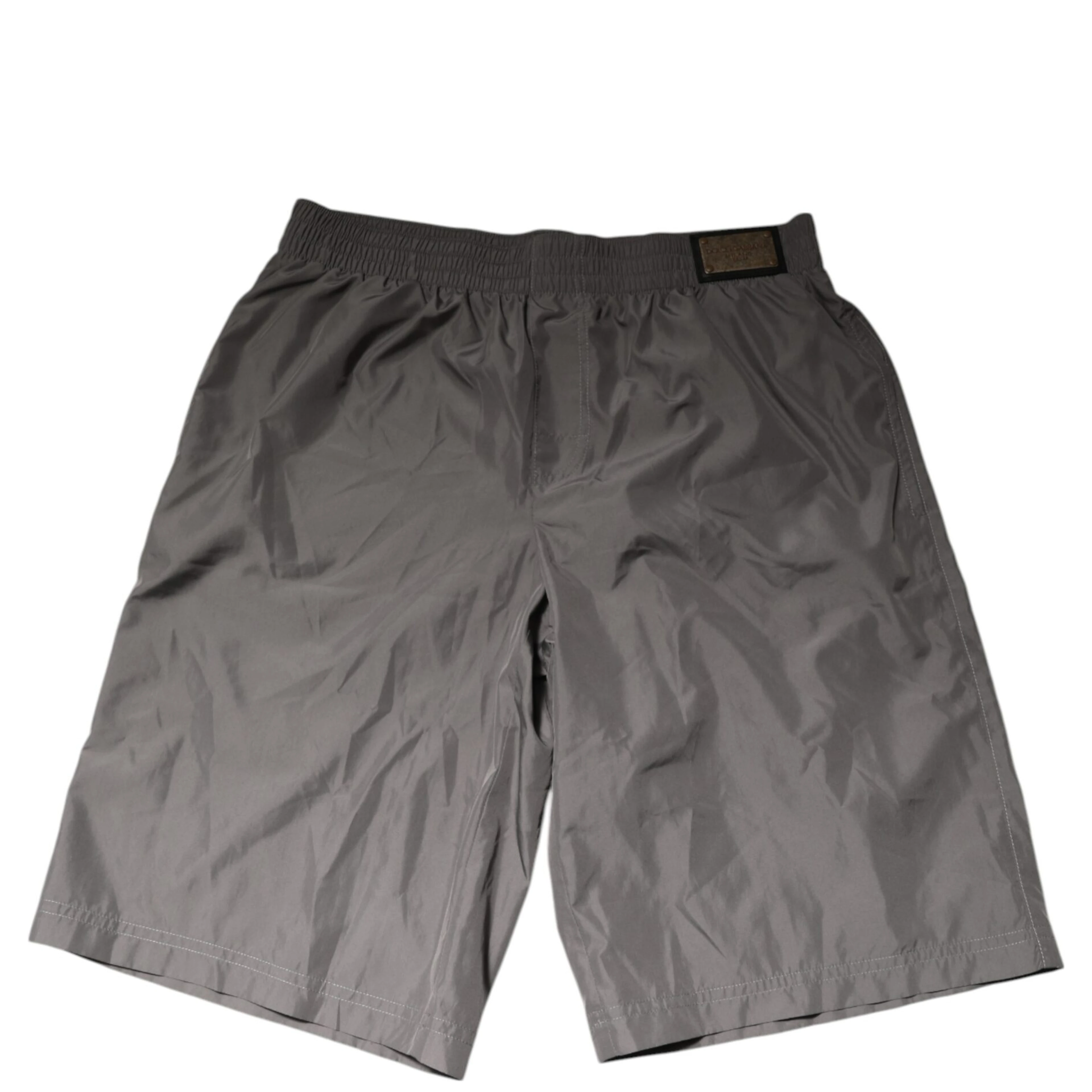 Light Gray Nylon Elastic Waist Shorts Swimwear
