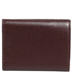 Leather Embossed Logo Trifold Men Card Holder Dark Brown