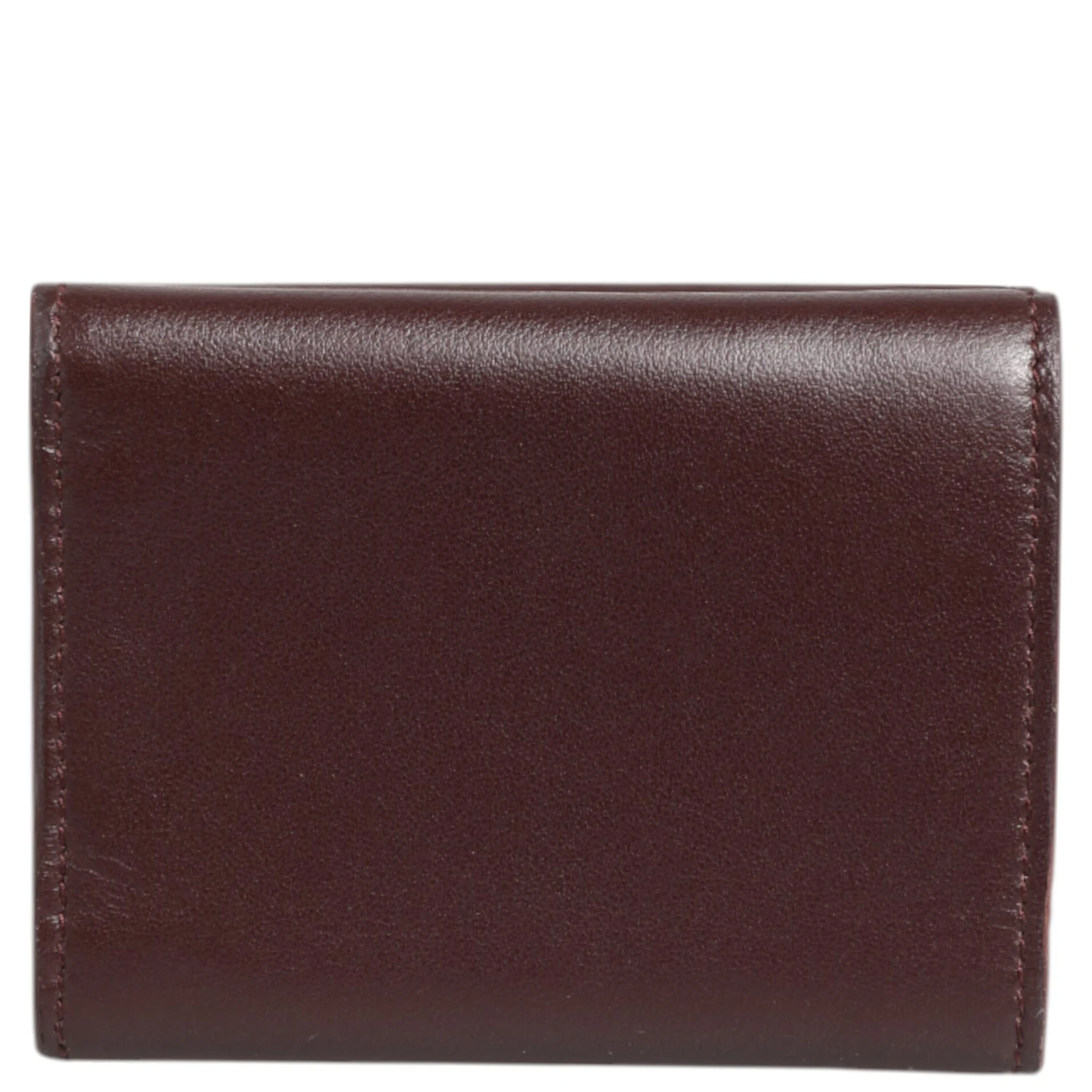 Leather Embossed Logo Trifold Men Card Holder Dark Brown