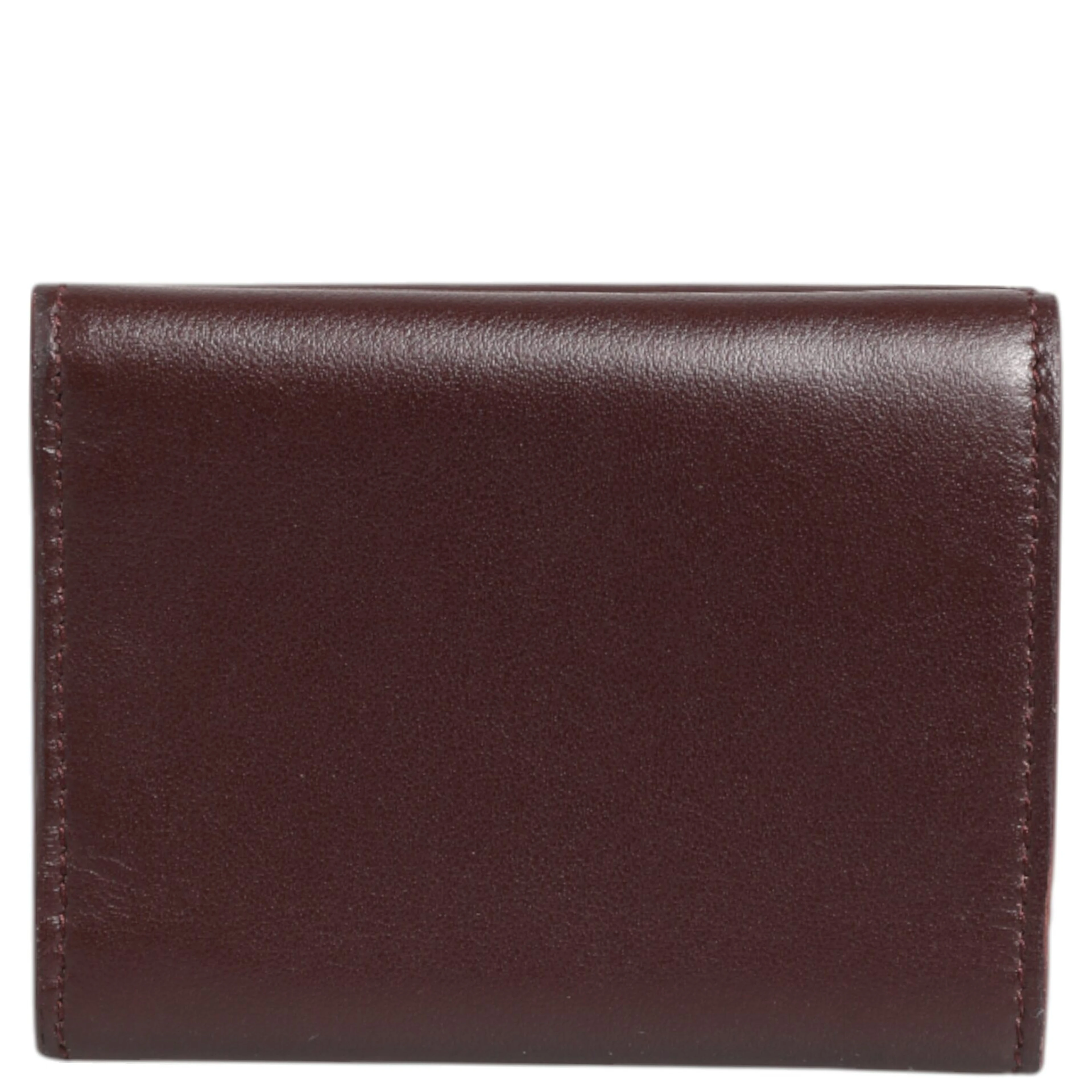 Leather Embossed Logo Trifold Men Card Holder Dark Brown
