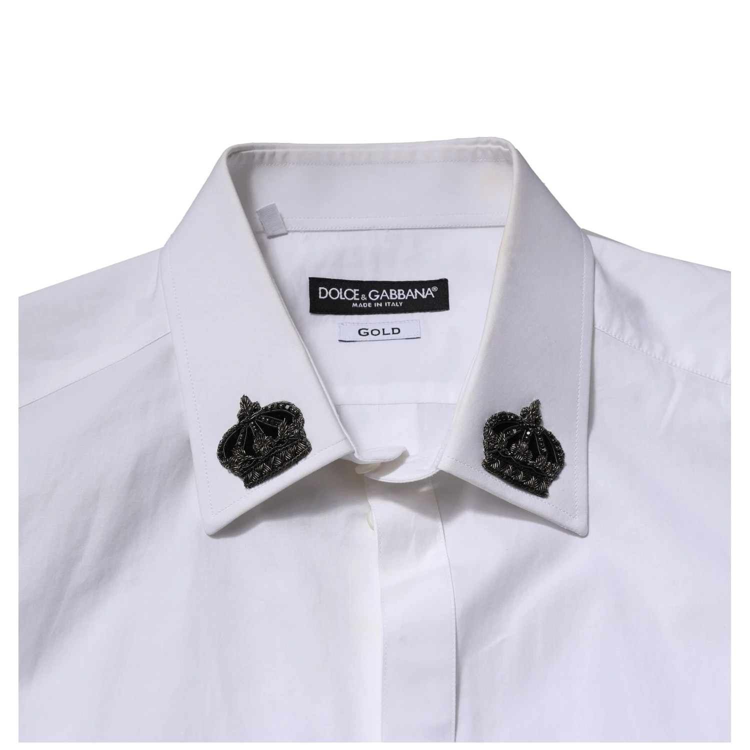 White Cotton Crown Collar GOLD Formal Shirt