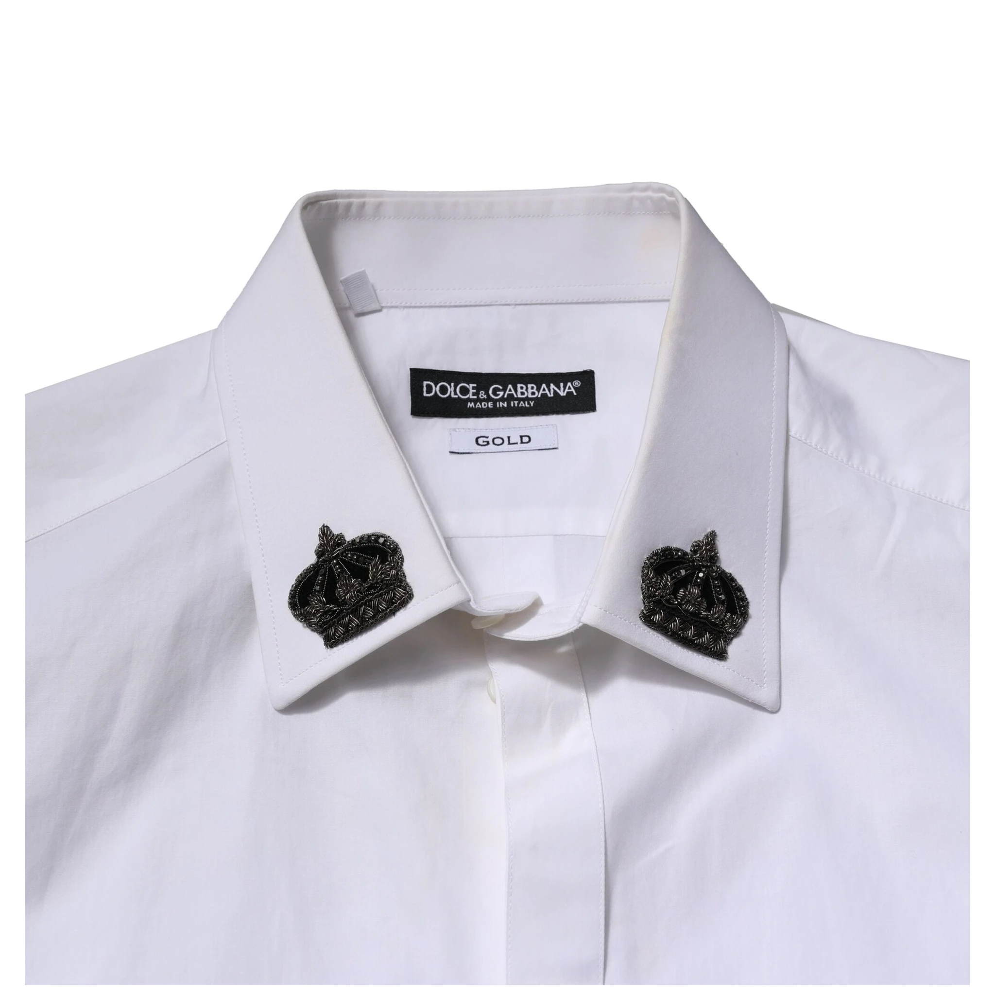 White Cotton Crown Collar GOLD Formal Shirt