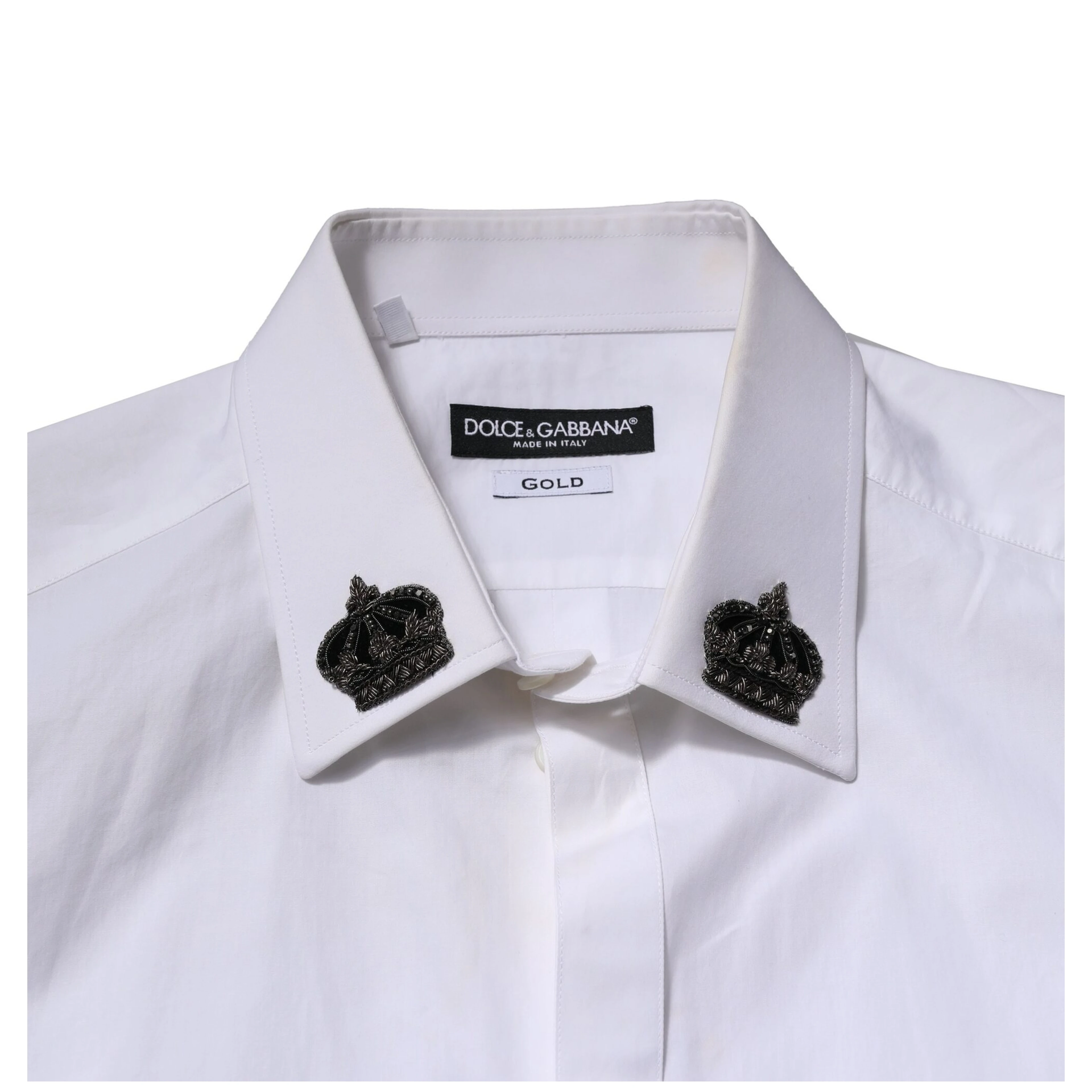 White Cotton Crown Collar GOLD Formal Shirt