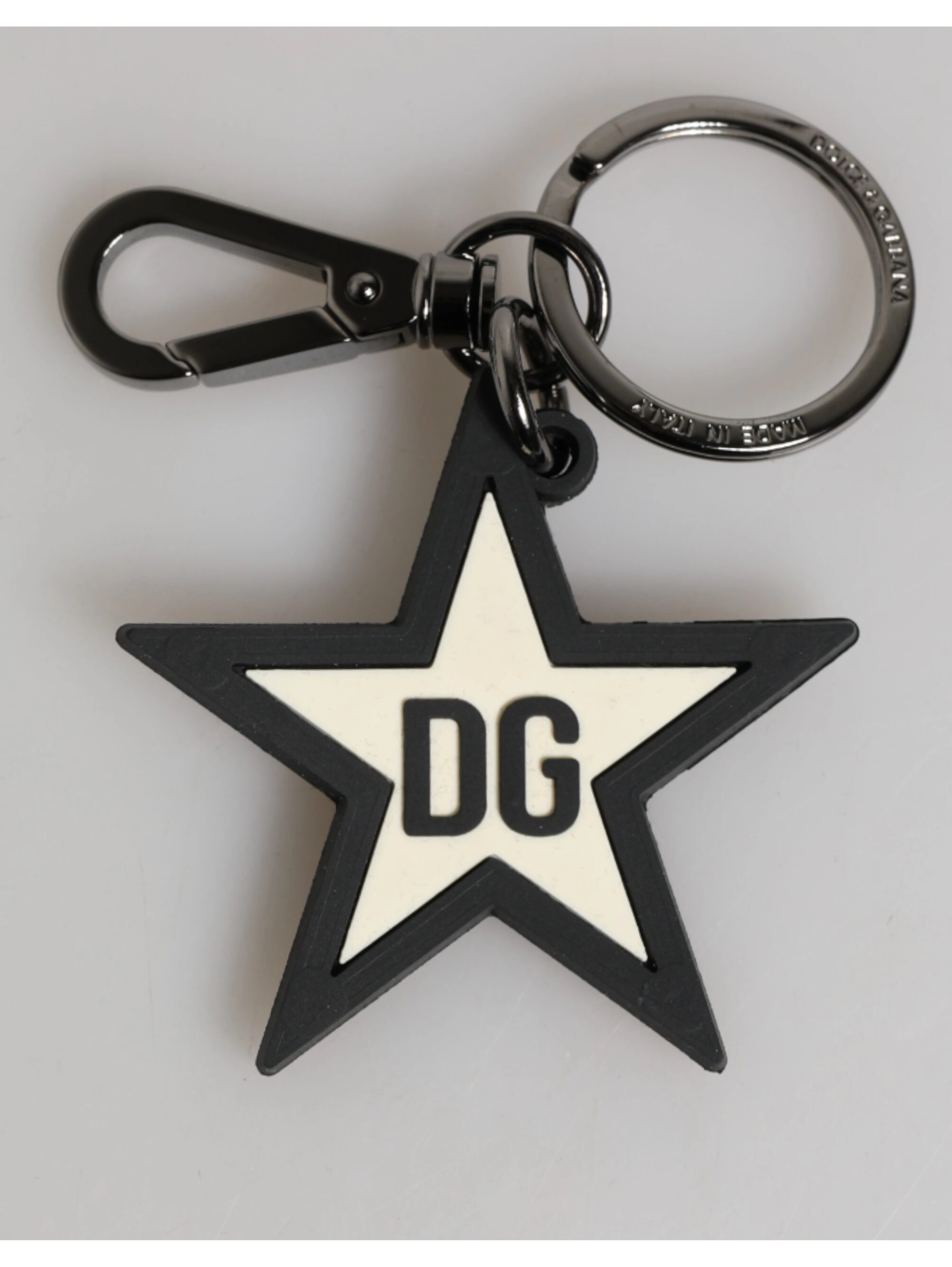 White Black DG Logo Star Rubber Men's Keychain Keyring