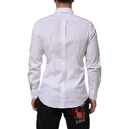 White Cotton GOLD Long Sleeves Formal Men Shirt