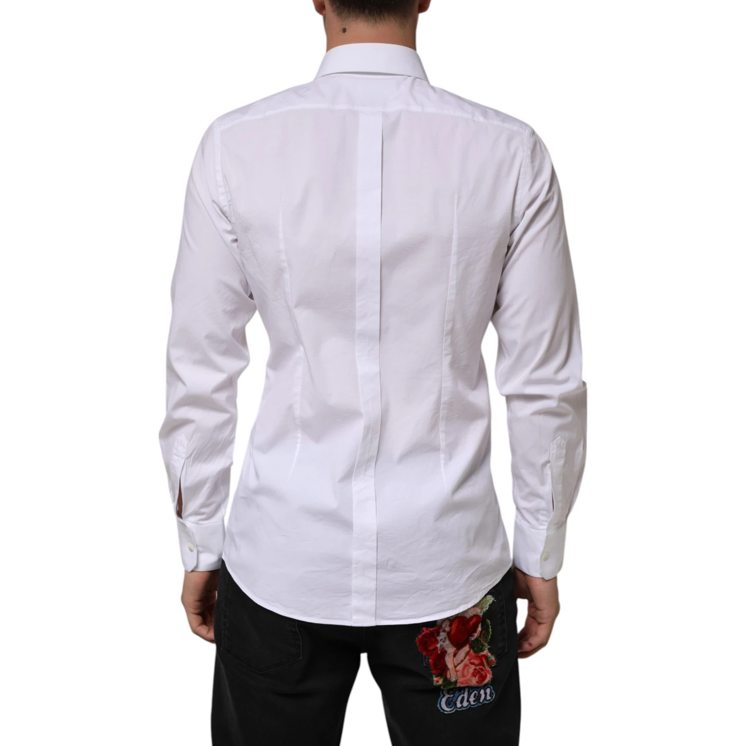 White Cotton GOLD Long Sleeves Formal Men Shirt