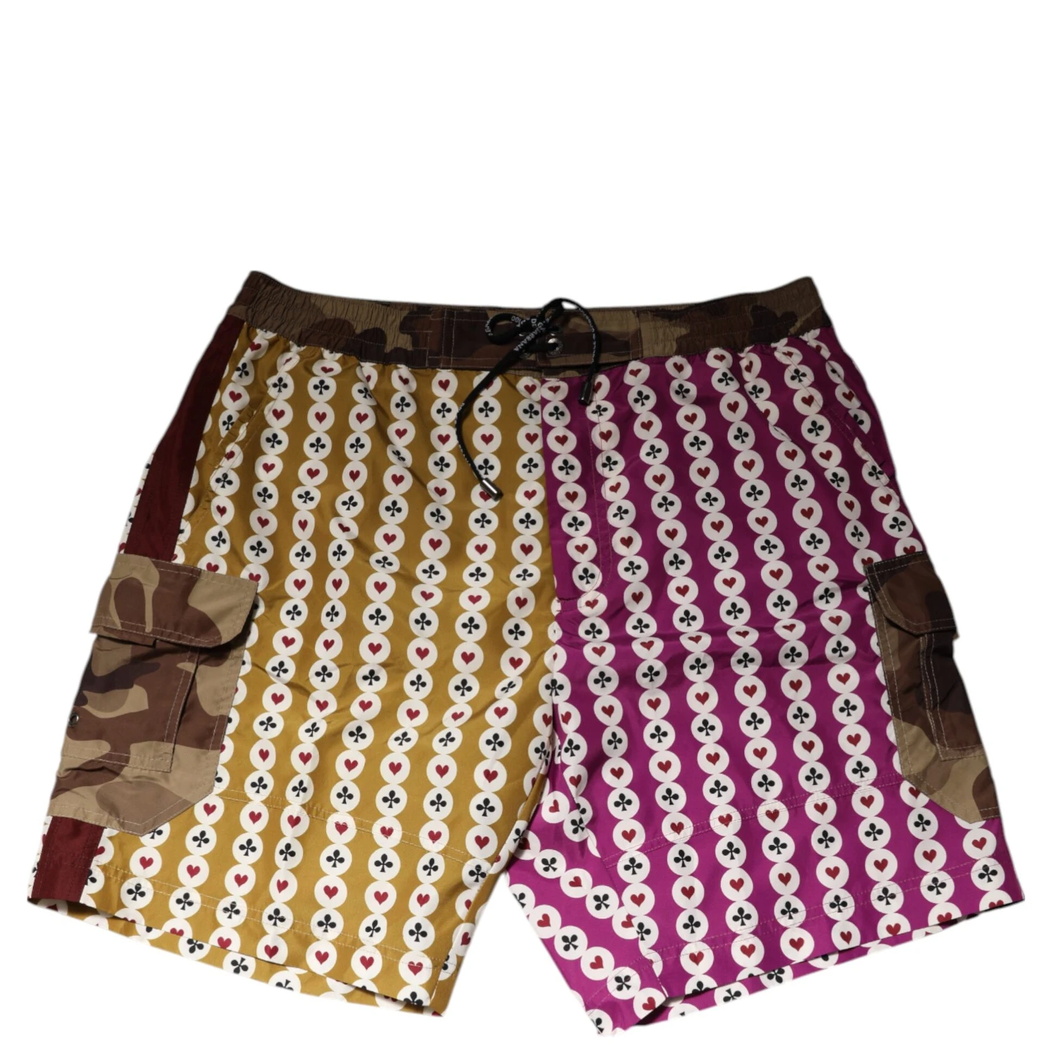 Multicolor Playing Card Camouflage Shorts Swimwear