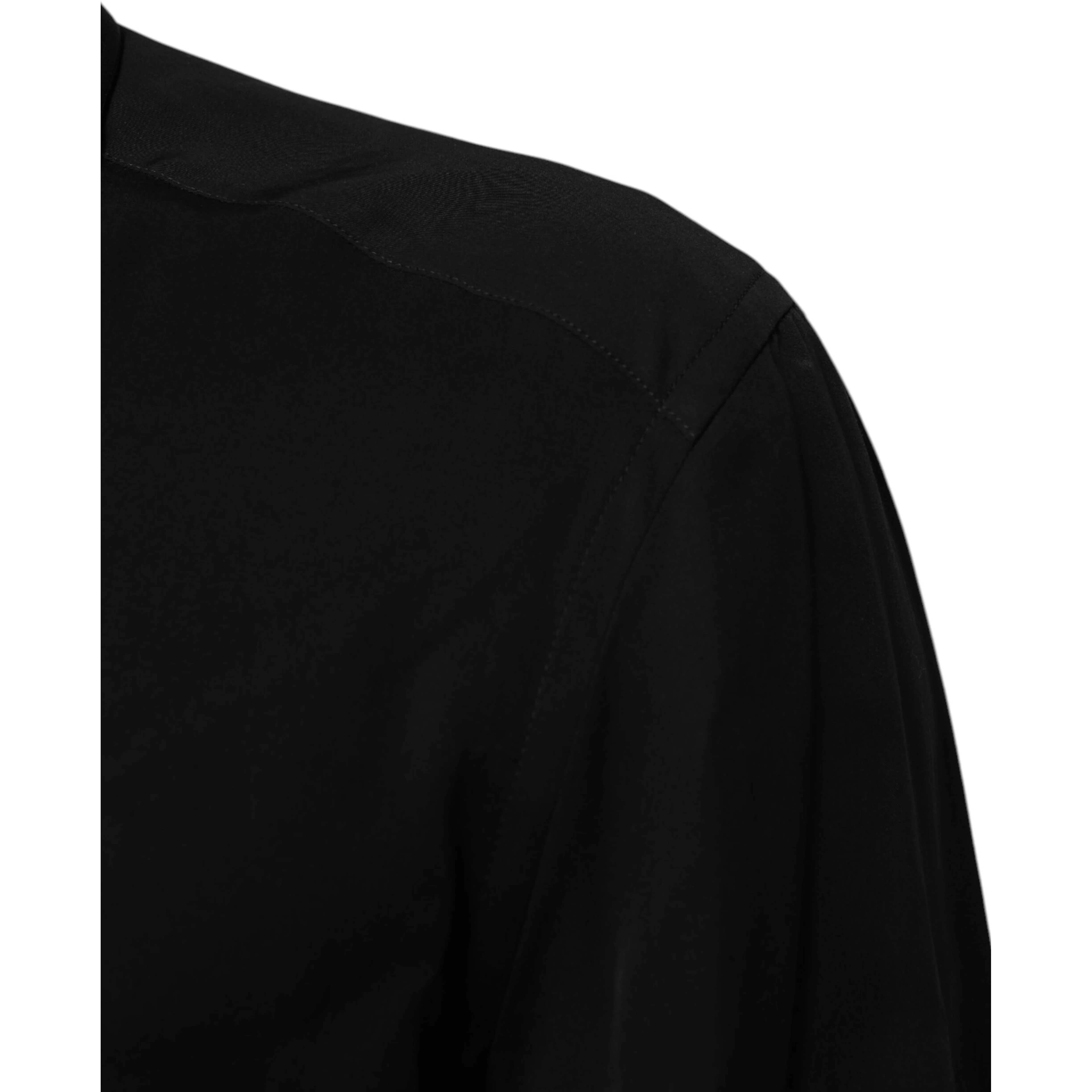 Black Viscose Long Sleeve Formal Dress Shirt