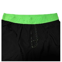 Black Green Logo Waistband Beachwear Short Swimwear