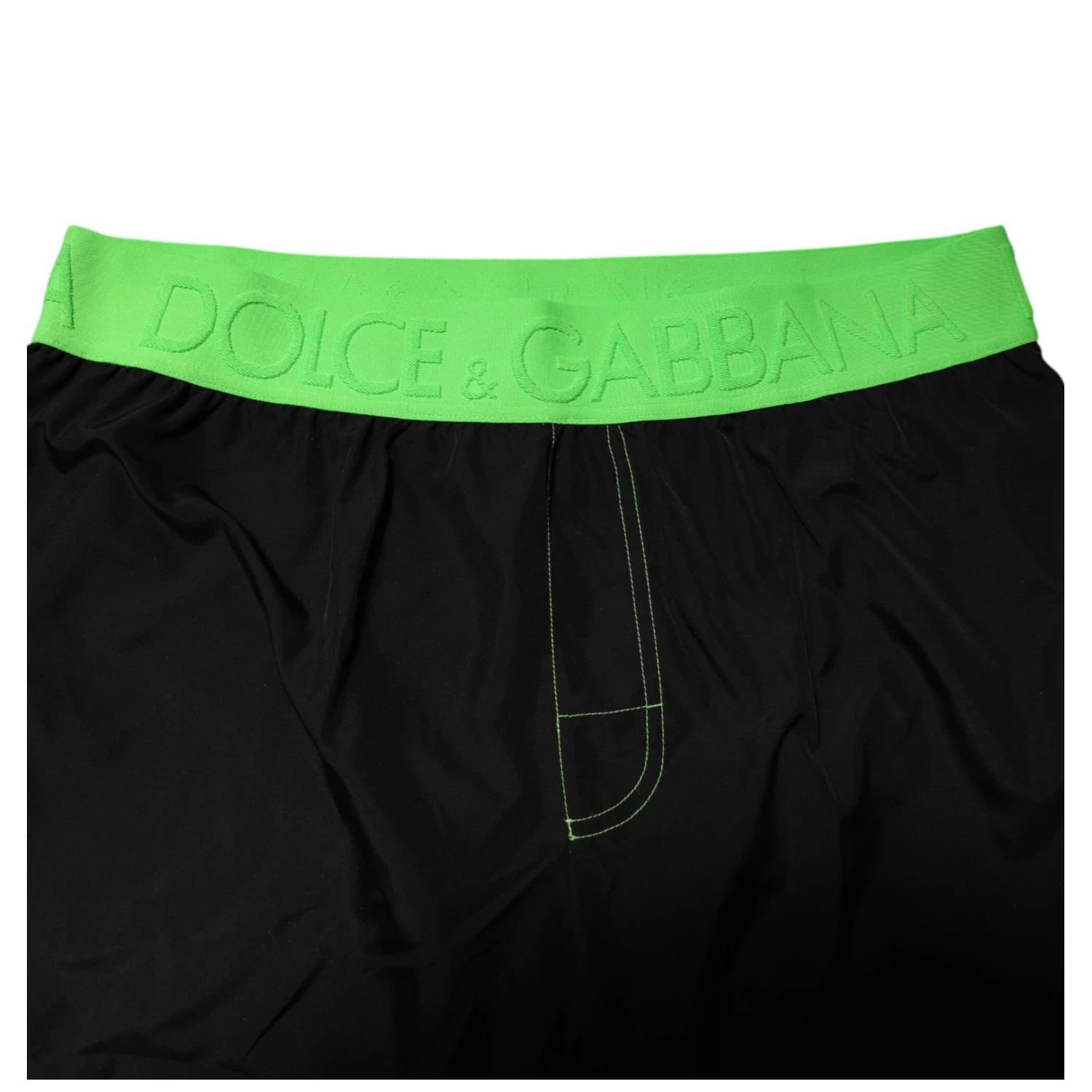 Black Green Logo Waistband Beachwear Short Swimwear
