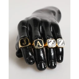 Gold Tone Brass JAZZ Letter Set 4 Pieces Adjustable Ring