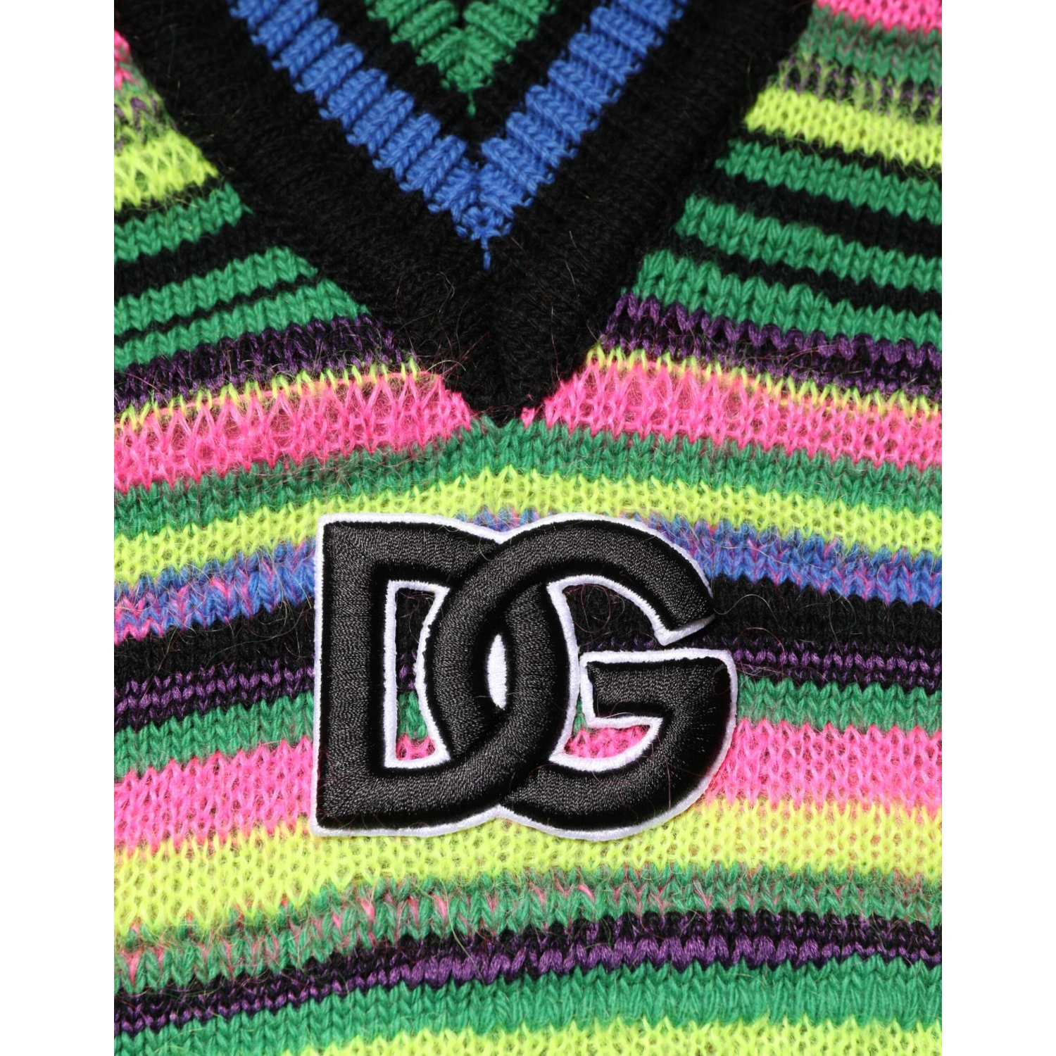 Multicolor DG Logo V-Neck Knit Pullover Sweater