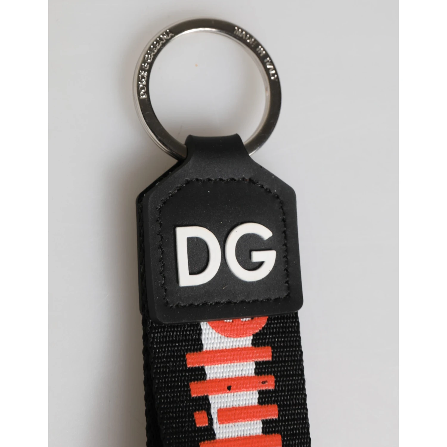 Black Red Logo Polyester Brass Holder Keychain Keyring