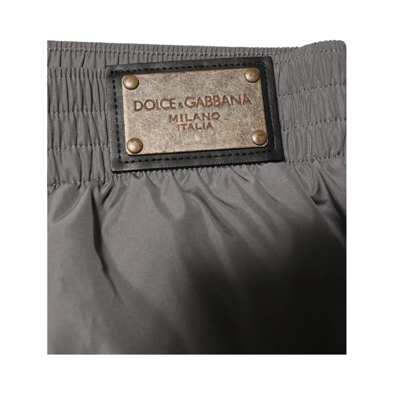 Light Gray Nylon Elastic Waist Shorts Swimwear