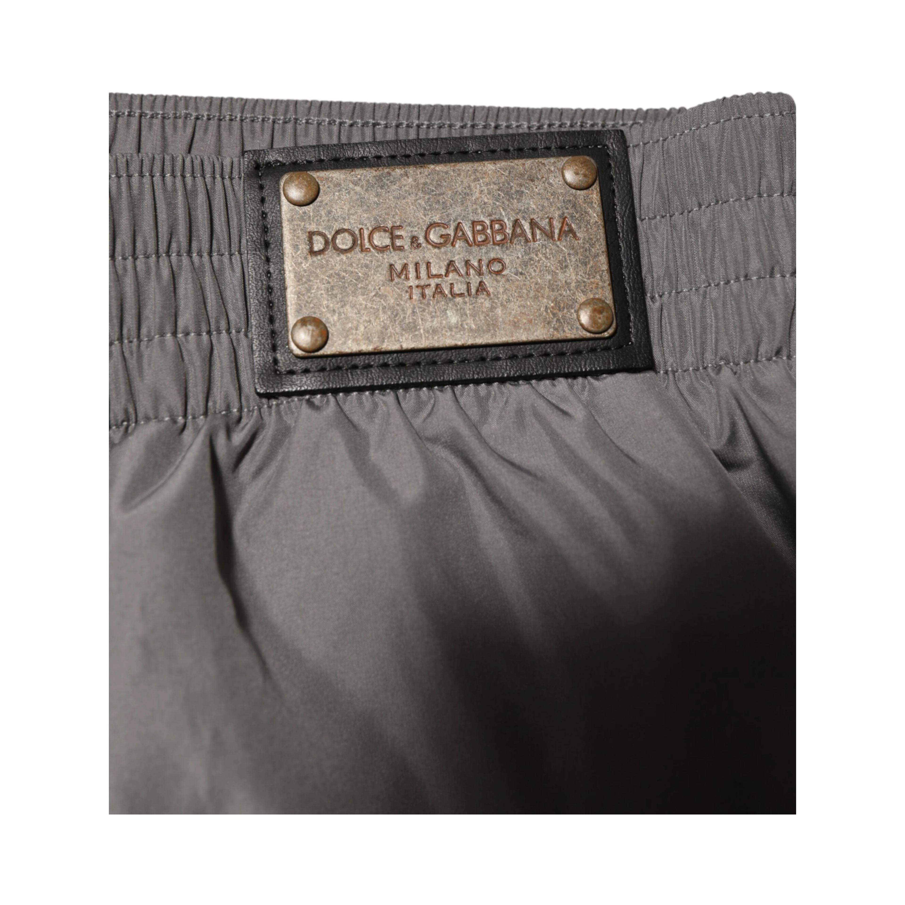 Light Gray Nylon Elastic Waist Shorts Swimwear