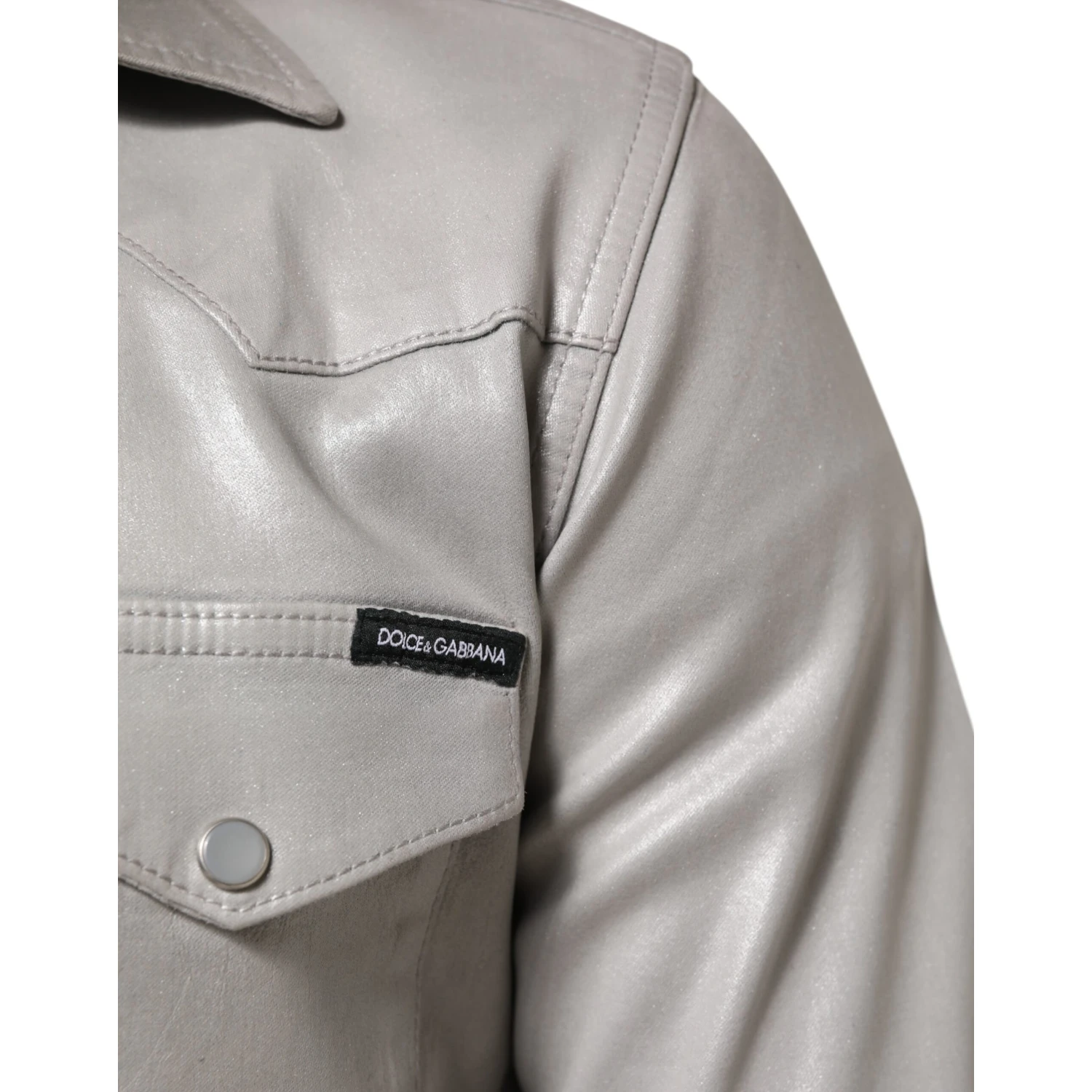 Metallic Gray Cotton Button Down Men Shirt