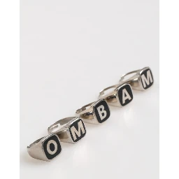 Silver Tone Brass Lettering Set 5 Pieces Adjustable Ring