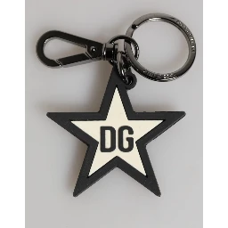 White Black DG Logo Star Rubber Men's Keychain Keyring