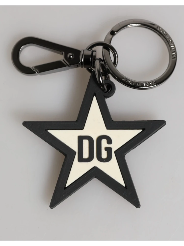 White Black DG Logo Star Rubber Men's Keychain Keyring alternative
